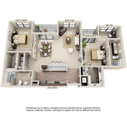 2 bed 2 bath Floor Plan B5 Naples - Millenia 700 2 bed 2 bath Floor Plan B5 Naples - Millenia 700